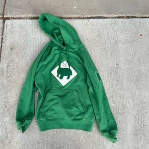 Denver white elephant French terry script hooded sweatshirt